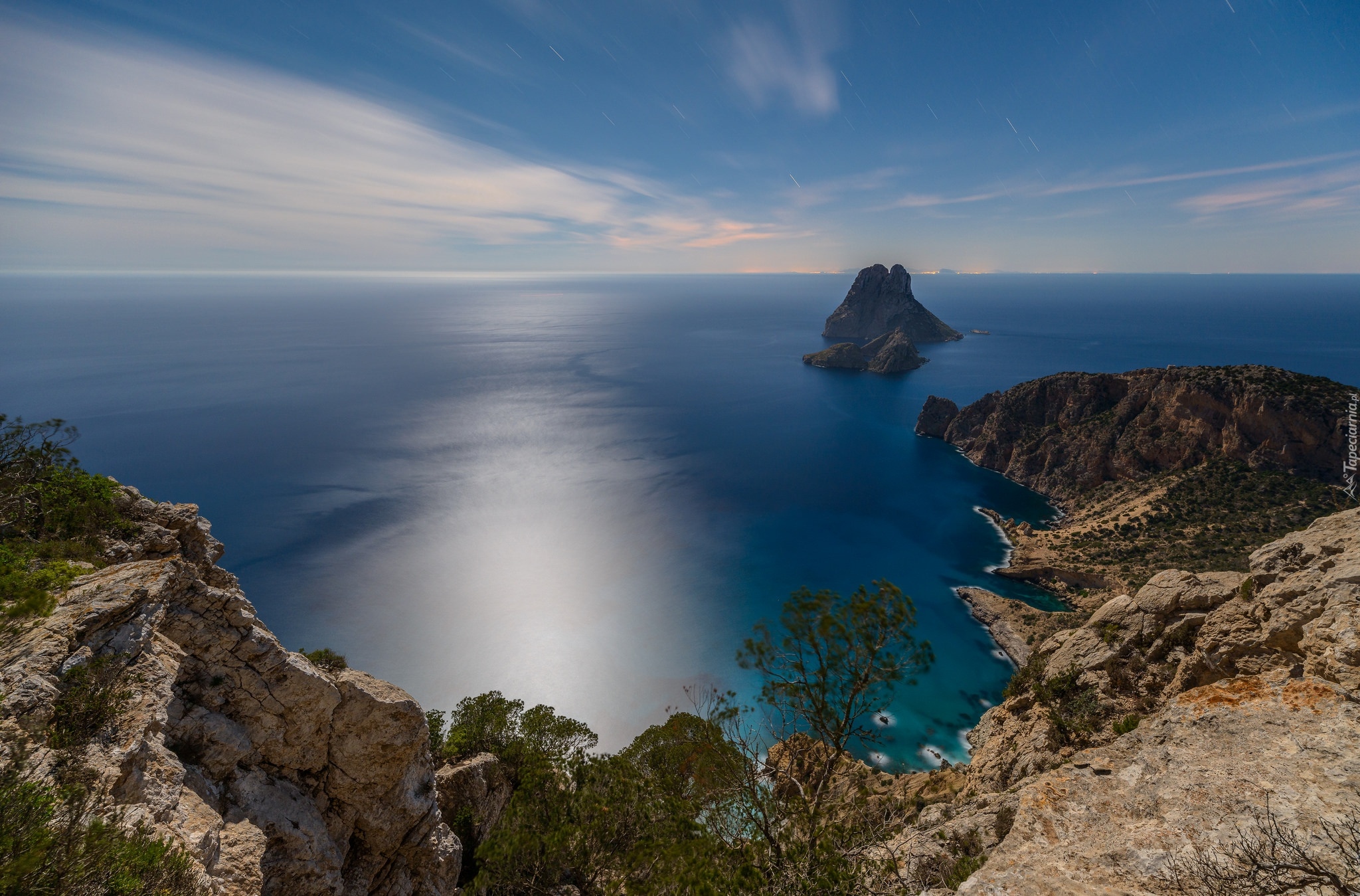 Hiszpania, Ibiza, Morze Balearskie, Wybrzeże, Wzgórza