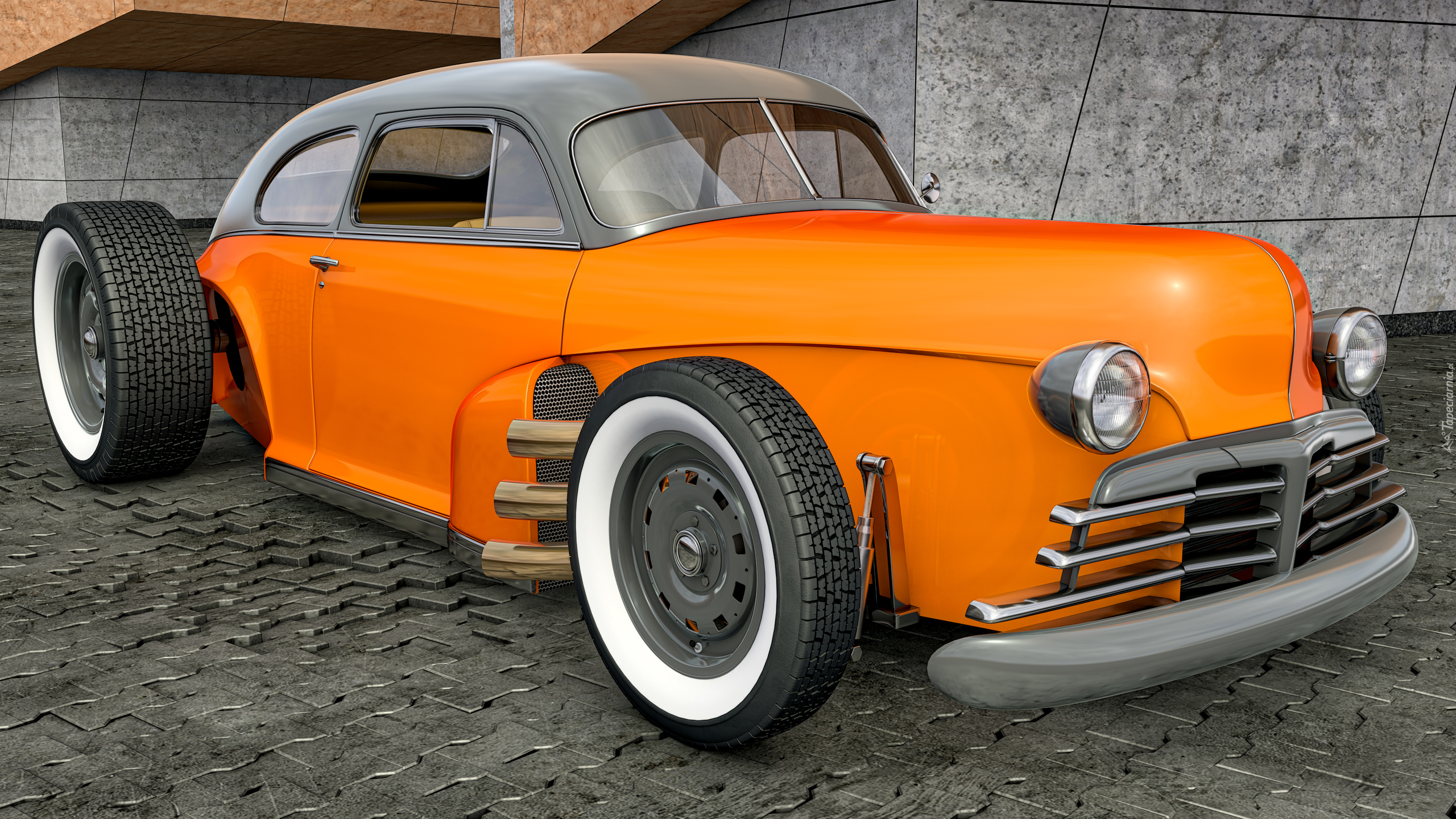 Zabytkowy, Pomarańczowy, Chevrolet Fleetline, 1948