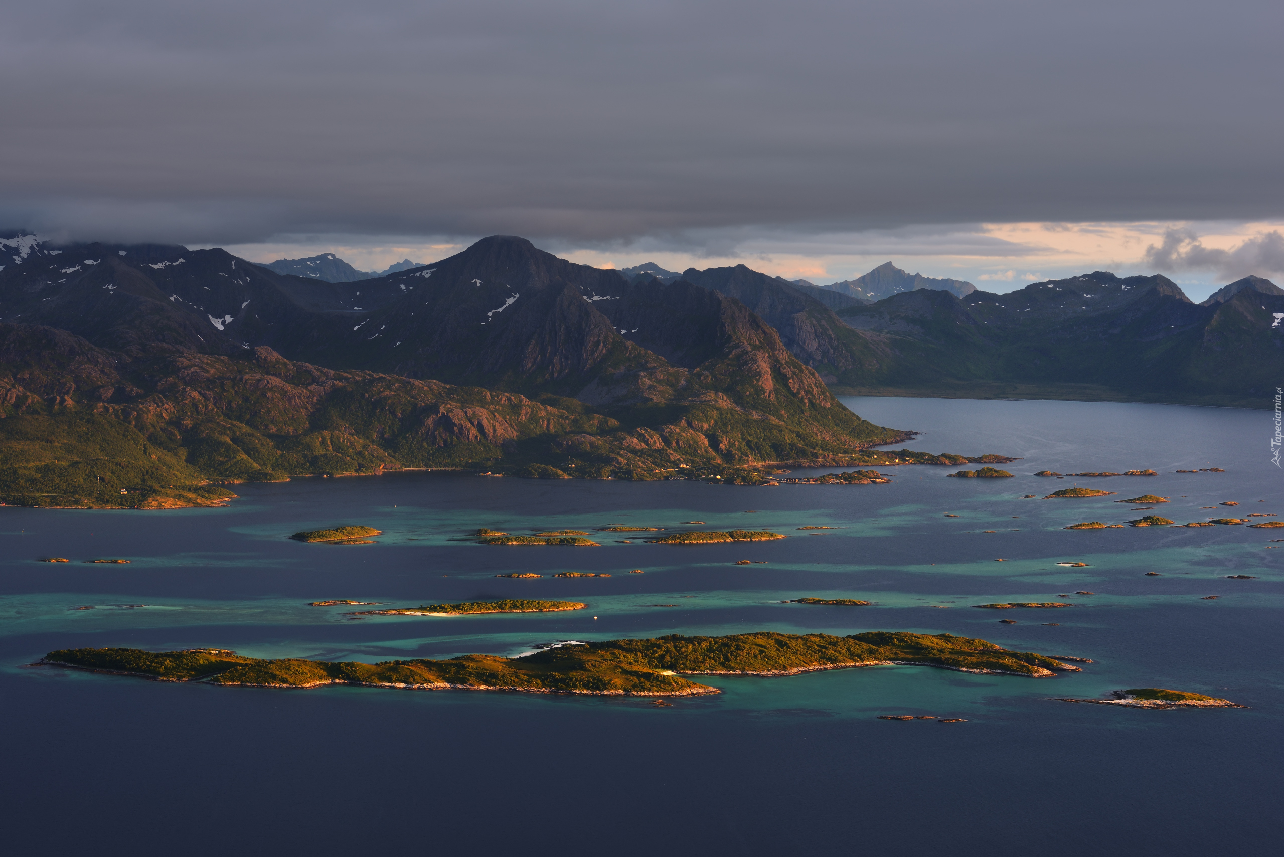 Wyspa, Senja, Morze, Góry, Chmury, Norwegia