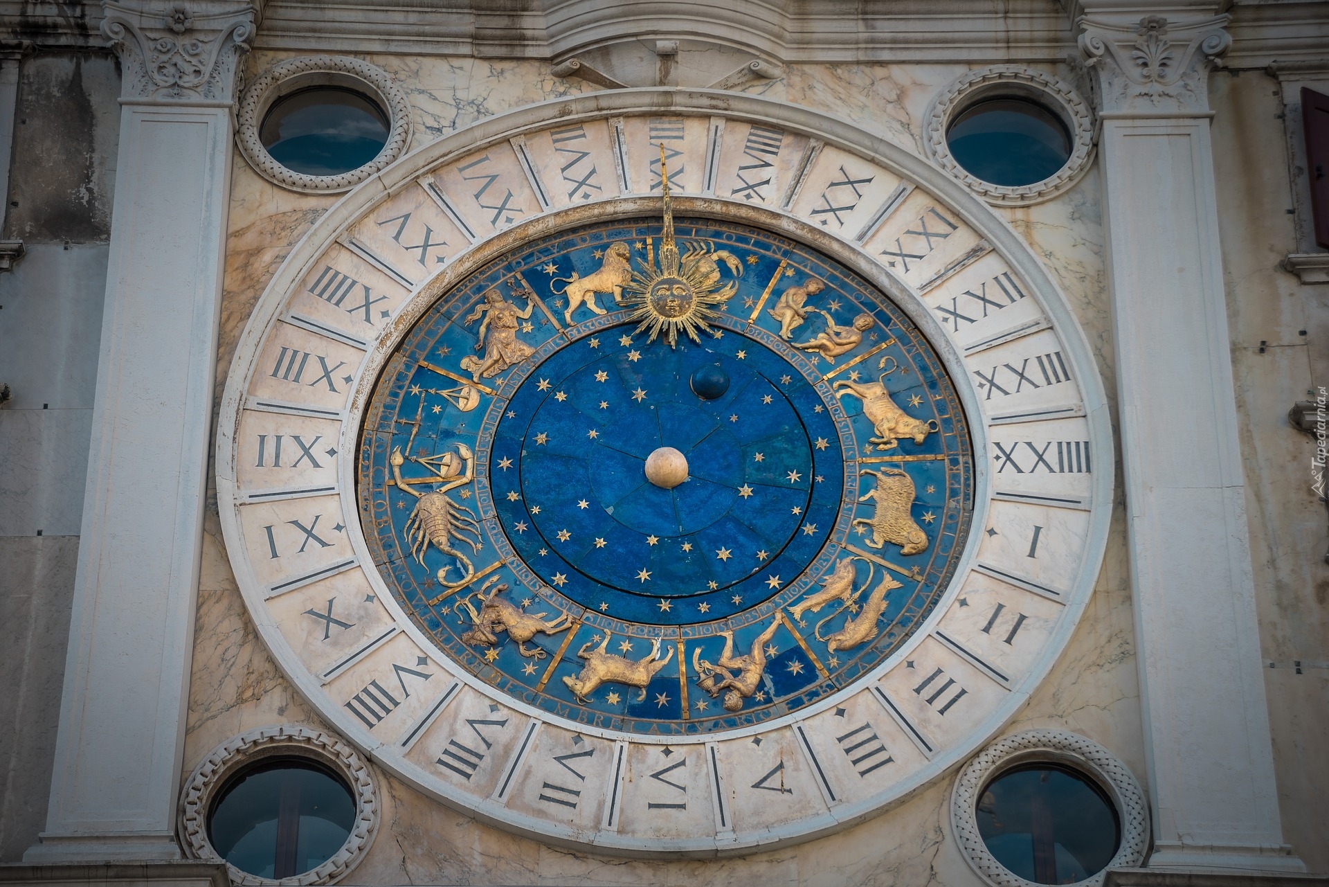 Tarcza, Zegar astronomiczny, Wieża zegarowa, Wenecja, Włochy