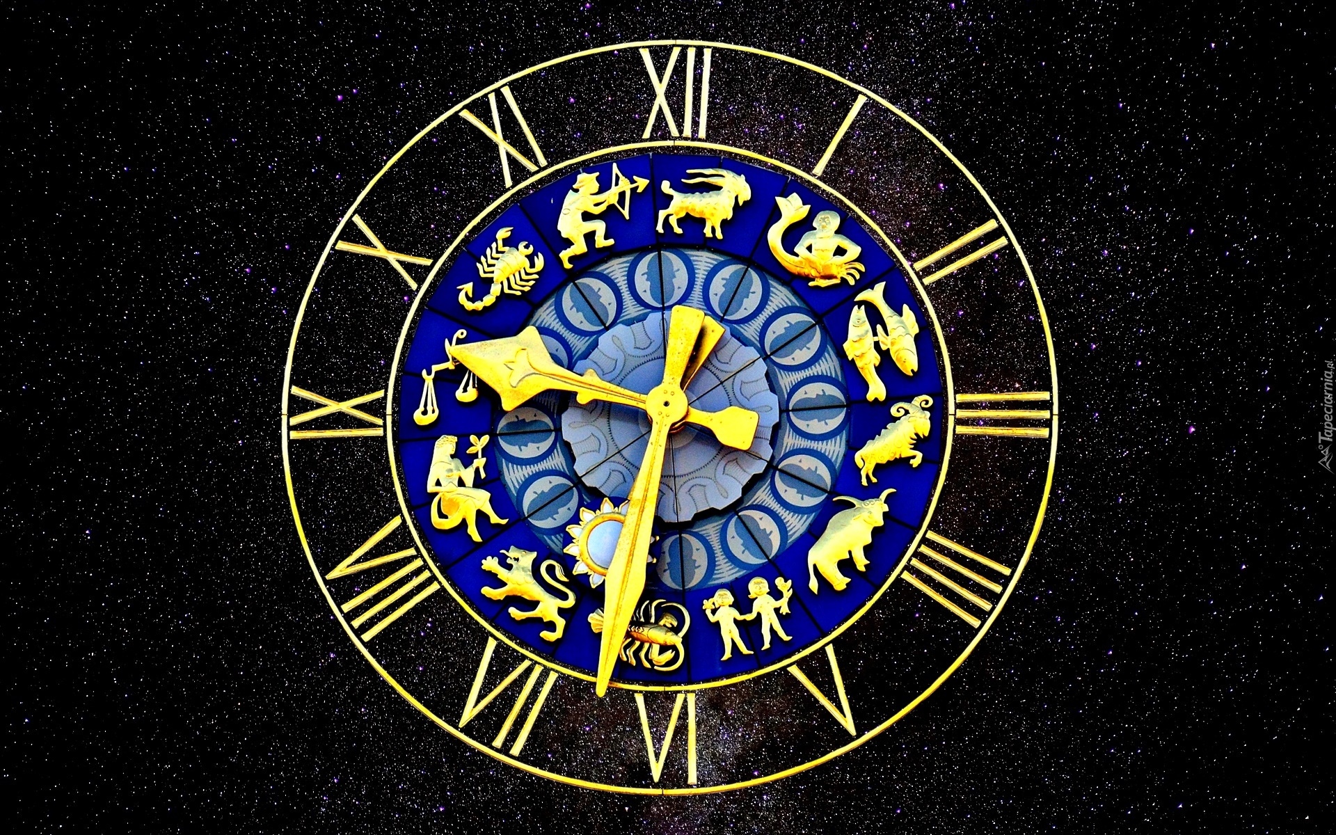 Znaki zodiaku, Zegar, Niebo, Gwiazdy
