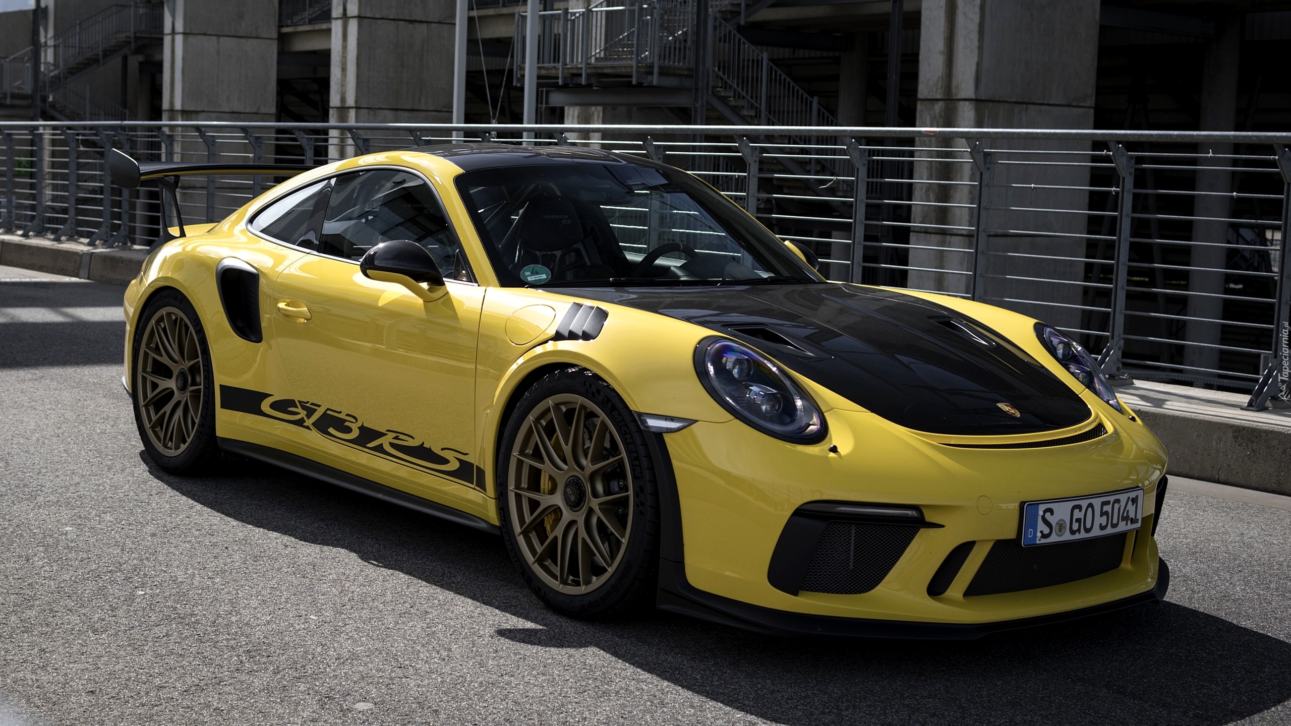 Żółte, Porsche, GT3, RS, 2019