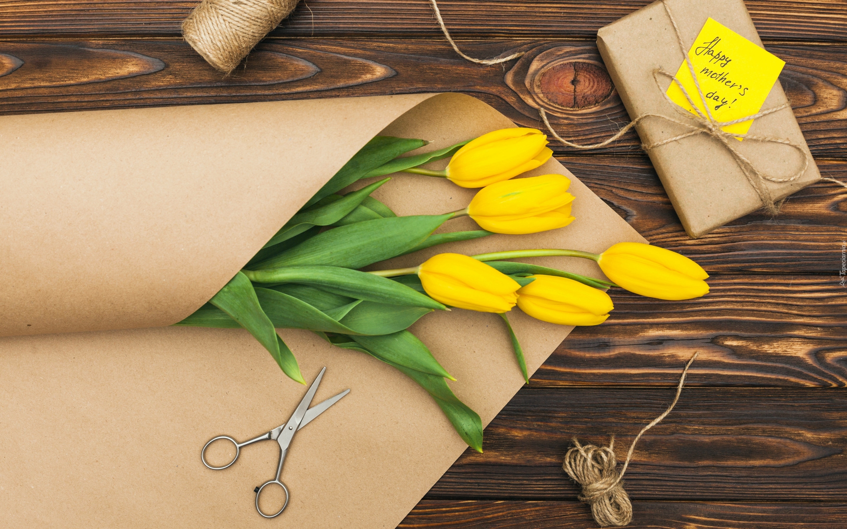 Żółte, Tulipany, Prezent, Dzień Matki