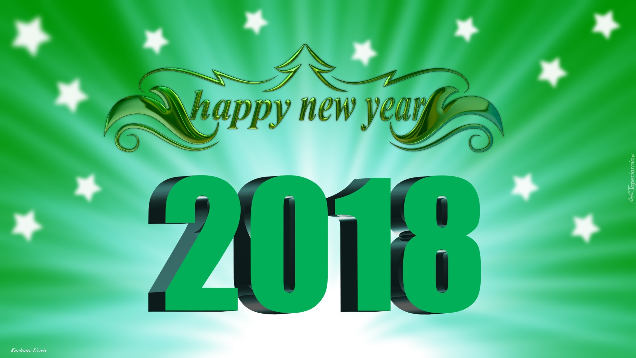 Nowy Rok, 2018, Gwiazdki, Zielone tło