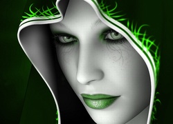 Kobieta, Zielone, Usta