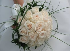 Ślubna, Wiązanka, Białych, Róż