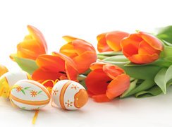 Pomarańczowe, Tulipany, Wielkanocne, Jajka