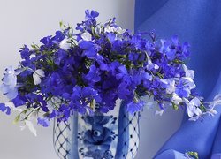 Wazon, Bukiet, Niebieskich, Kwiatów