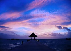 Malediwy, Ocean, Molo, Niebo