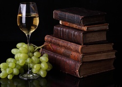 Stare, Książki, Winogrona, Wino