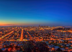 San Francisco, Miasto, Noc, Panorama