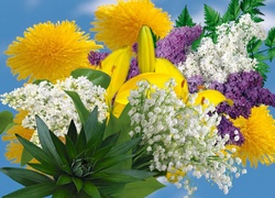 Kwiaty, Bukiet, Liście