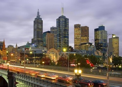 Miasto, Noc, Melbourne, Australia
