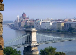 Parlament, Budapeszt, Węgry, Most, Rzeka, Dunaj, Panorama
