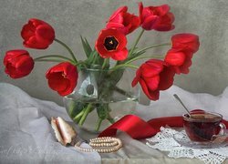 Wazon, Kwiaty, Tulipany, Herbata