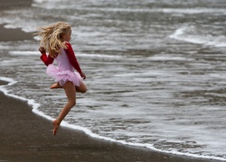Dziewczynka, Plaża, Morze