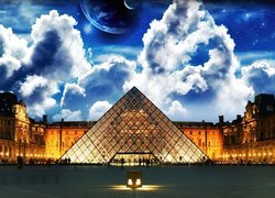 Francja, Paryż, Piramida, Muzeum Luwr, Pałac