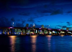 Rzeka, Most, Miasto, Nocą
