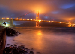 Most, Golden Gate, Rzeka, Wieczór