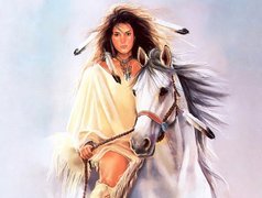Kobieta, Indianka, Koń