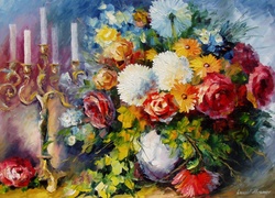 Kwiaty, Świecznik, Leonid Afremov