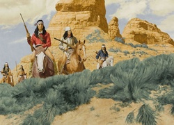 Indianie, Konie, Skały