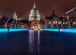 Oświetlony, Most, Katedra, Londyn