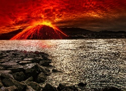 Wulkan, Erupcja, Morze, Kamienie