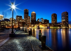 Oświetlone, Wieżowce, Miasto, Boston, Stany Zjednoczone