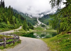 Droga, Jeziorko, Góry, Alpy, Austria
