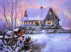 Boże Narodzenie, Zima,domek