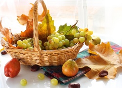 Owoce, Jesieni, Liście, Kasztany, Kosz