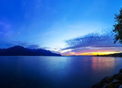 Jezioro, Genewskie, Zachód, Słońca