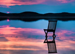 Krzesło, Jezioro, Zachód Słonca