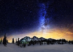 Zima, Góry, Droga Mleczna, Gwiazdy