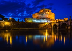 Rzym, Włochy, Rzeka, Światła