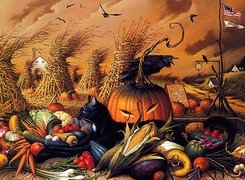 Halloween,kotek, USA , warzywa