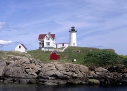 Wybrzeże, Atlantyckie, Maine, Latarnia, Morska