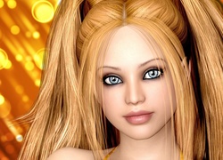 Dziewczyna, Blondynka, Portret, Grafika, 3D