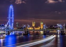 London Eye, Pałac Westminster, Londyn, Noc