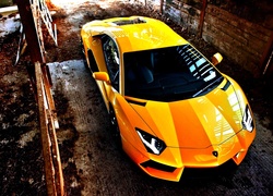 Lamborghini, Aventador, Żółty, Samochód, 
