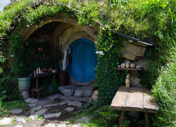 Domek, Hobbita, Roślinność, Światło, Cienie
