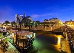 Notre Dame, Paryż, Rzeka, Most, Latarnie