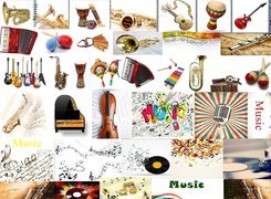Różne, Instrumenty, Klucze, Muzyczne, Nuty, Napisy