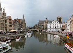 Belgia, Kanał, Statki, Kamienice
