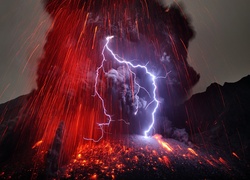 Wyspa, Kiusiu, Erupcja, Wulkanu Sakurajima, Burza