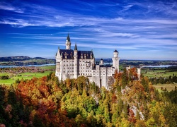 Zamek, Neuschwanstein, Jesień, Niemcy