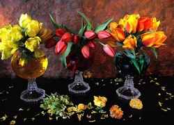 Kolorowe, Tulipany, Bukiety, Obraz
