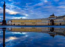 Rosja, Petersburg, Plac, Pomnik, Woda