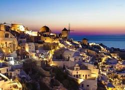Domy, Morze, Santorini, Grecja